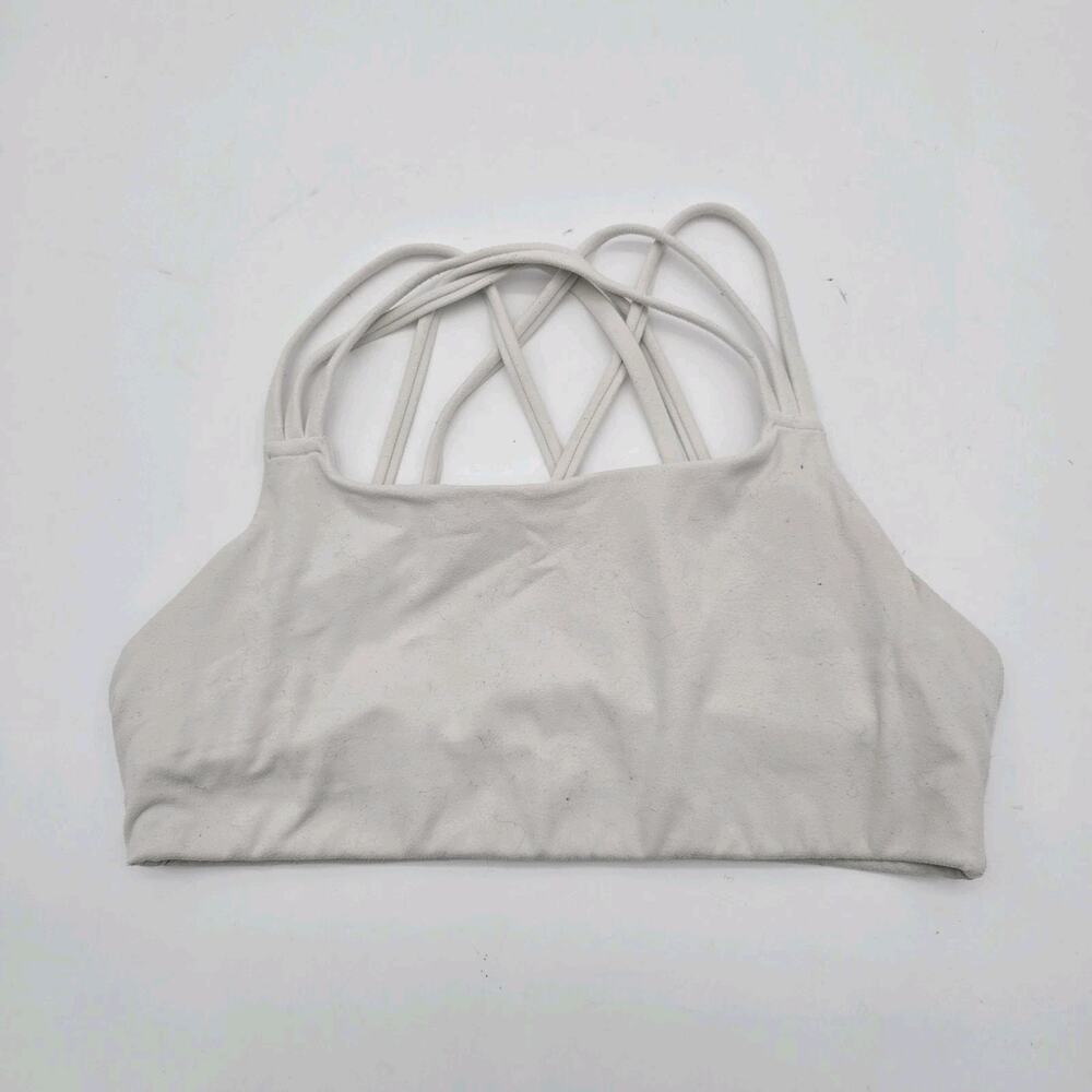 Athleta Sports Bra Womens Small White Criss Cross Strappy Hyper Focused